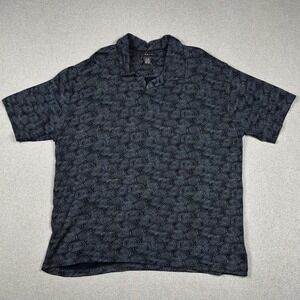 J. Ferrar Short Sleeve Geometric Abstract Print Polo Shirt Mens XL Black